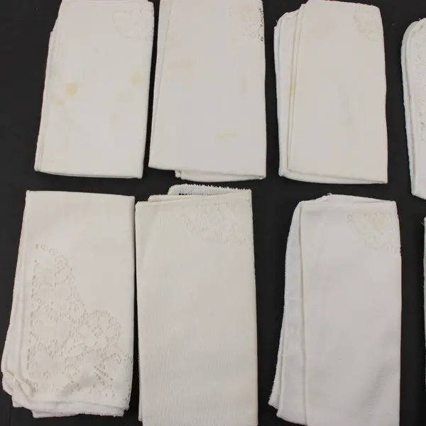 Set of 8 White Linen Napkins Textured Weave