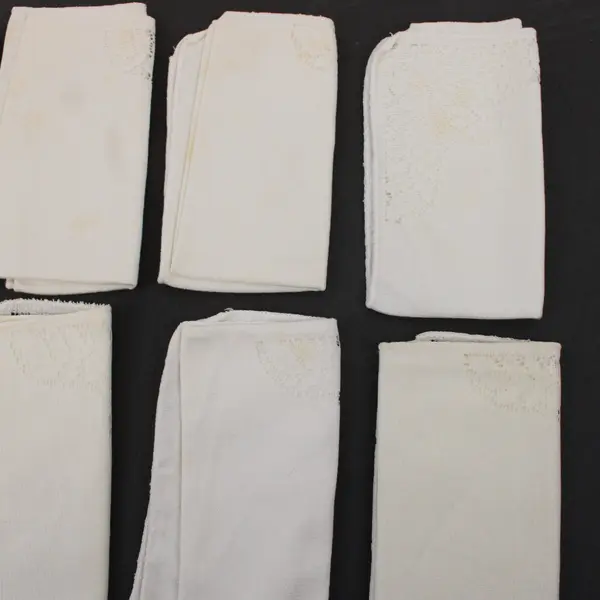 Set of 8 White Linen Napkins Textured Weave