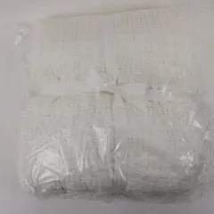 White Textured Knit Twin Blanket