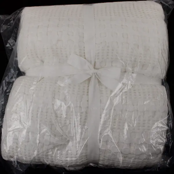 White Textured Knit Twin Blanket