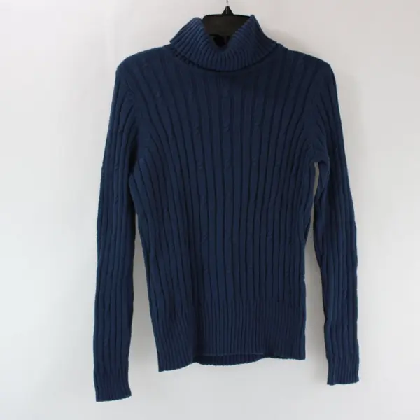 Villager Women's Blue Knit Turtleneck Sweater Long Sleeve Size M