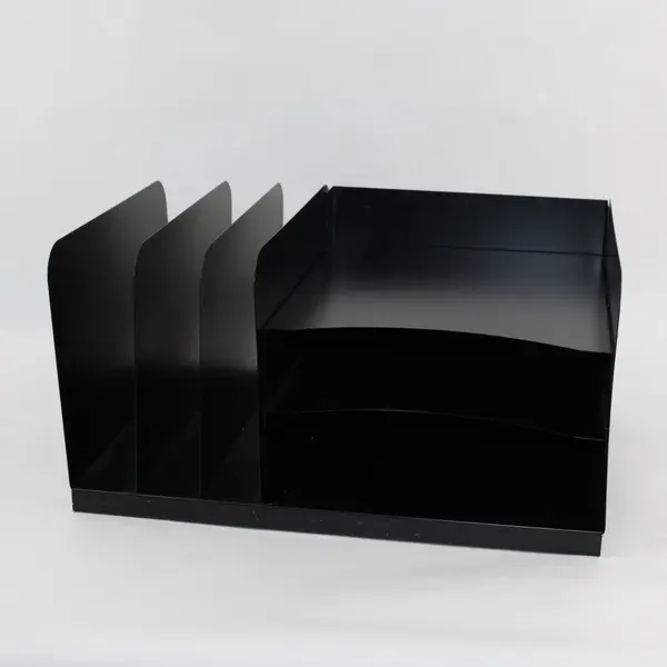 MMF Industries Metal Desk File Organizer Black Letter Size 8x11x15