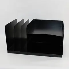 MMF Industries Metal Desk File Organizer Black Letter Size 8x11x15
