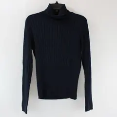Caslon Women's Dark Blue Cotton Knit Turtleneck Sweater Size M