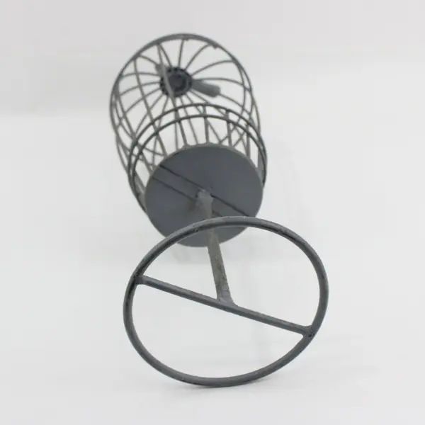 Gray Metal Birdcage Candle Holder 16 Inch Decorative Cardinal Design