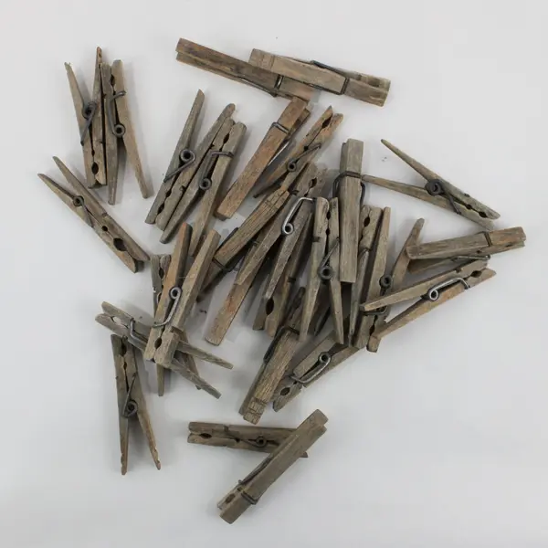 Lot of 28 Primitive Rustic Wooden Clothespins Craft Decor