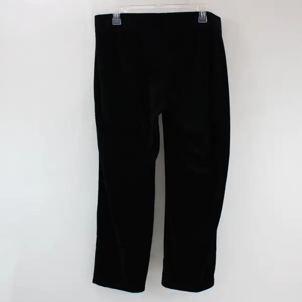 Style & Co Petite Sport Black Velvet Wide Leg Pants Women's Size L