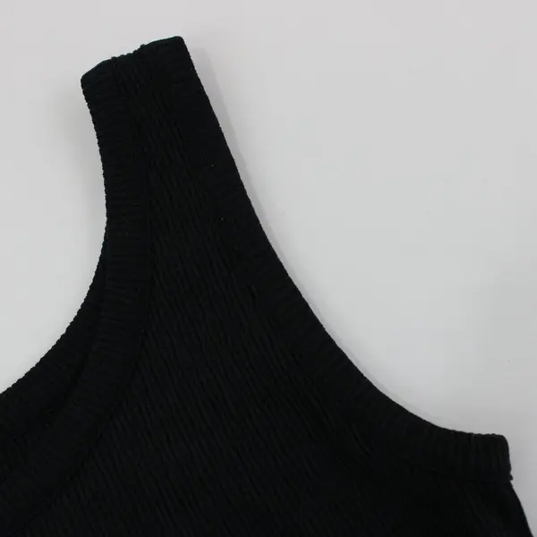 Black Pointelle Texture Tank Top Women's