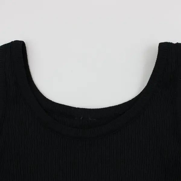 Black Pointelle Texture Tank Top Women's