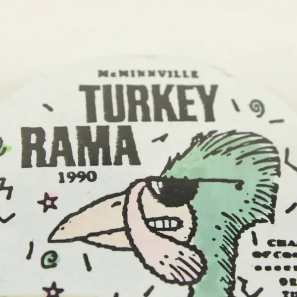 1990 McMinnville Turkey Rama Button Pin Oregon