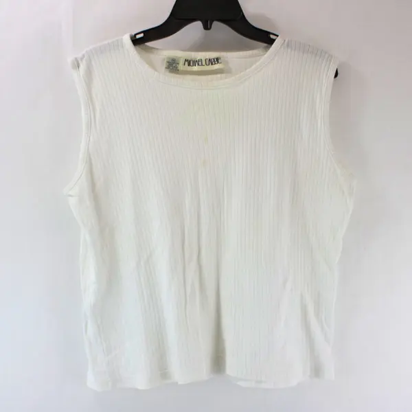 Michael Carrie Women's Ribbed Sleeveless White Top Size M