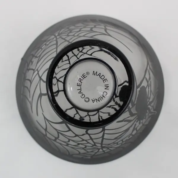 Galerie Glass Black Spider Halloween Pedestal Bowl Seasonal Decor