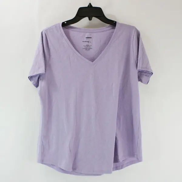 Sonoma The Everyday Tee Women's Petite L Light Purple V-Neck Top