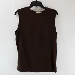 Merona Women's Brown Ribbed Sleeveless Shirt Size L