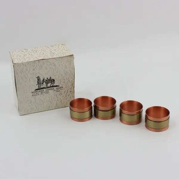 Montana Copper Shops 4-Piece Copper & Brass Napkin Ring Set