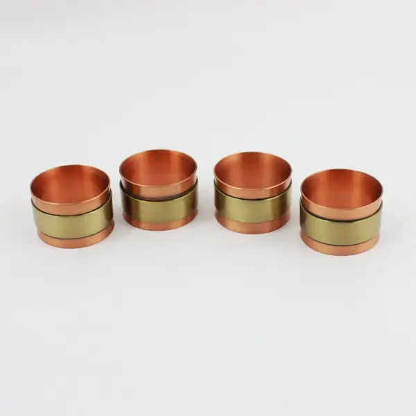 Montana Copper Shops 4-Piece Copper & Brass Napkin Ring Set