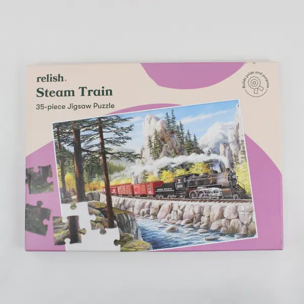 Relish Steam Train 35-Piece Jigsaw Puzzle Scenic Railroad Complete