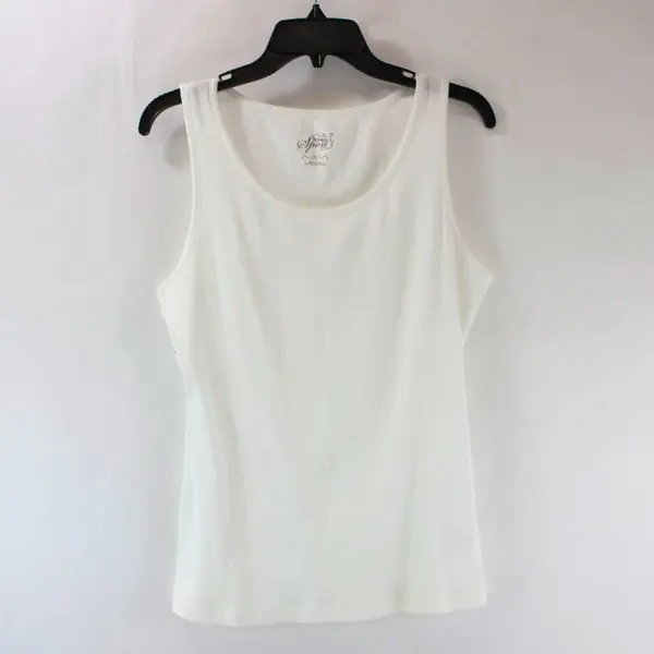 Style & Co Petite Sport Women's Large White Ribbed Sleeveless Top