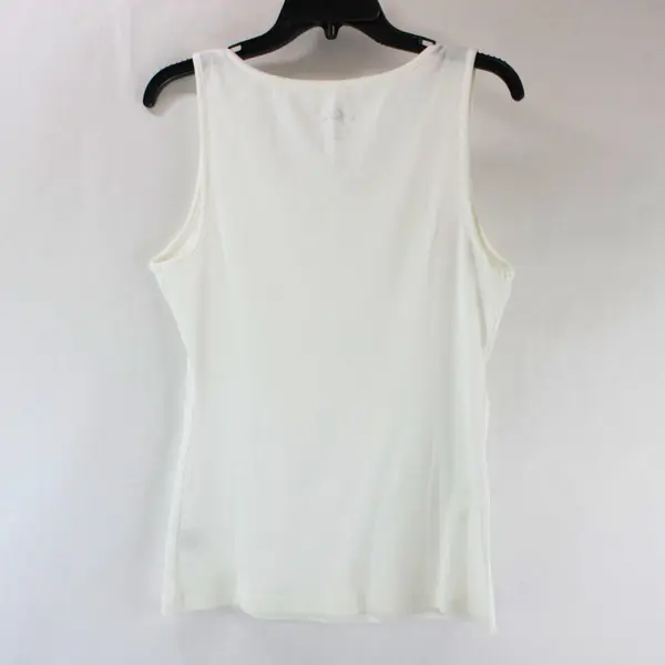 Style & Co Petite Sport Women's Large White Ribbed Sleeveless Top