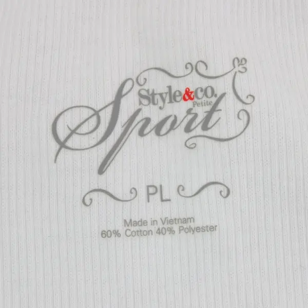 Style & Co Petite Sport Women's Large White Ribbed Sleeveless Top