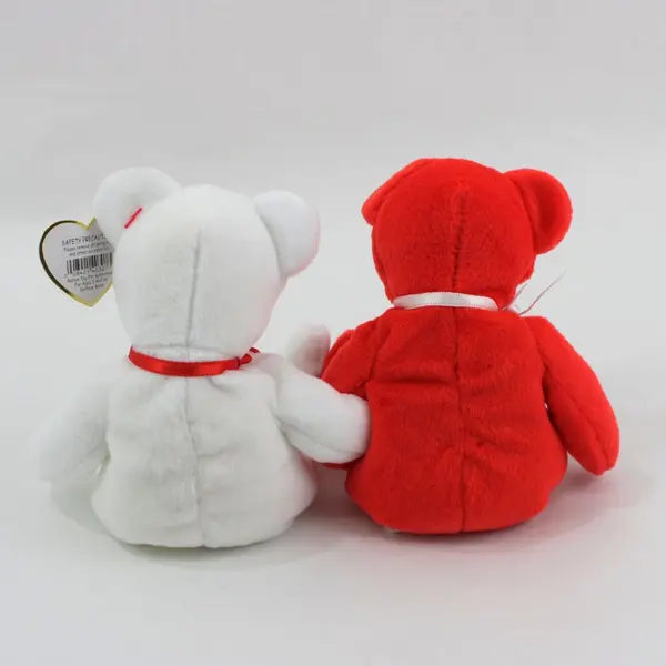 Ty Beanie Babies I Heart U Bear Couple Red White 2005 Retired Plush