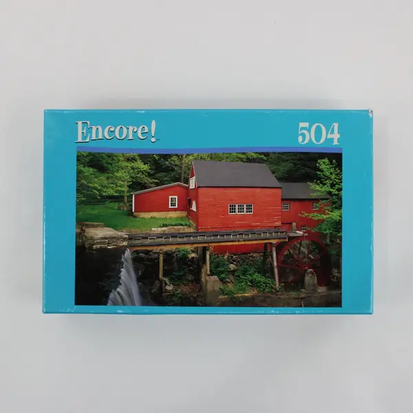 Encore! 504 Piece Jigsaw Puzzle Red Building Mill Waterfall Landscape New Sealed