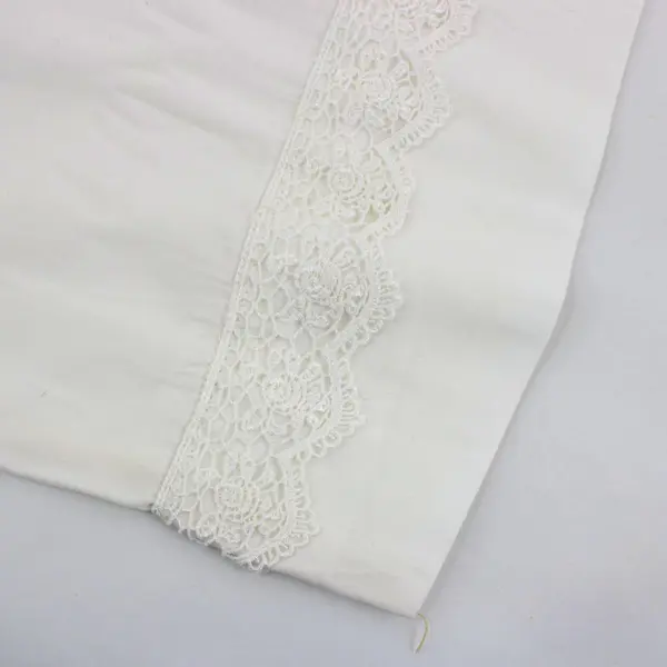 Blissful Living White Lace Trim Pillowcase 39.25 x 19.25 in