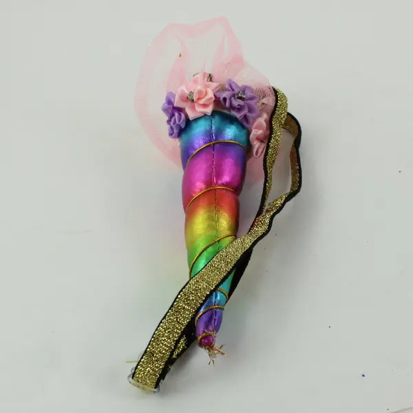 Rainbow Unicorn Horn Headband Pink Tulle Glitter Costume Accessory