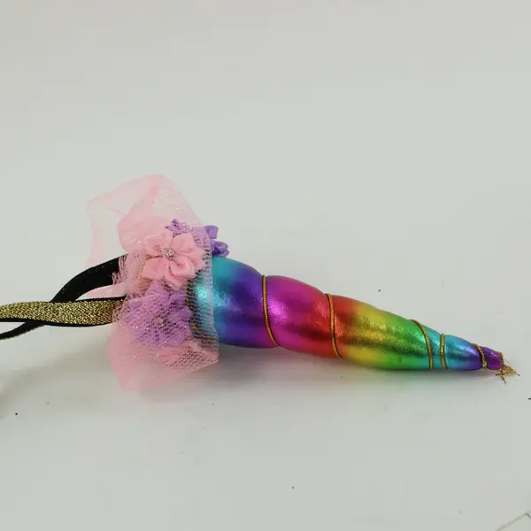 Rainbow Unicorn Horn Headband Pink Tulle Glitter Costume Accessory