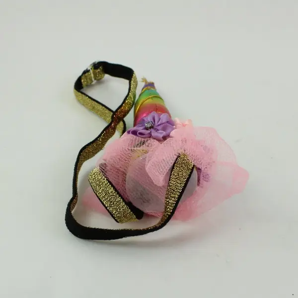 Rainbow Unicorn Horn Headband Pink Tulle Glitter Costume Accessory
