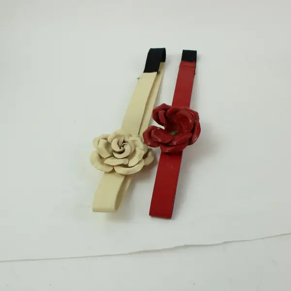 Women's Floral Elastic Headbands Red Cream Set of 2