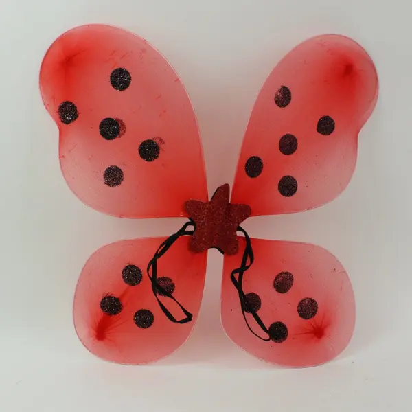 Ladybug Fairy Costume Wings Red Orange Glitter Spots