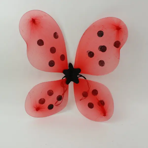 Ladybug Fairy Costume Wings Red Orange Glitter Spots
