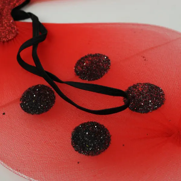 Ladybug Fairy Costume Wings Red Orange Glitter Spots