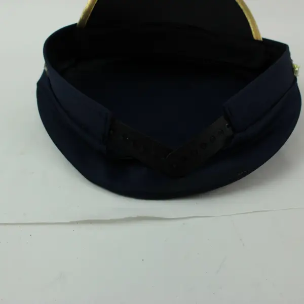 Kids Adjustable Police Officer Costume Hat Black Gold Trim Badge