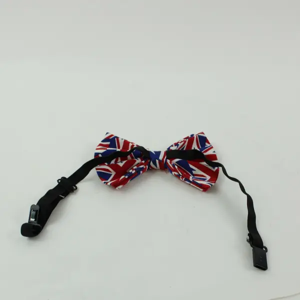 Union Jack British Flag Dog Bow Tie Red Adjustable Collar Strap