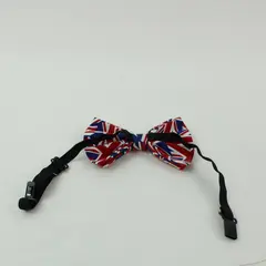 Union Jack British Flag Dog Bow Tie Red Adjustable Collar Strap