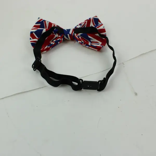 Union Jack British Flag Dog Bow Tie Red Adjustable Collar Strap