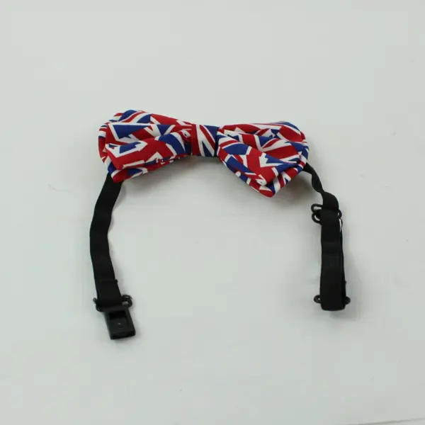 Union Jack British Flag Dog Bow Tie Red Adjustable Collar Strap