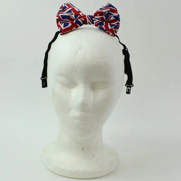 Union Jack British Flag Dog Bow Tie Red Adjustable Collar Strap