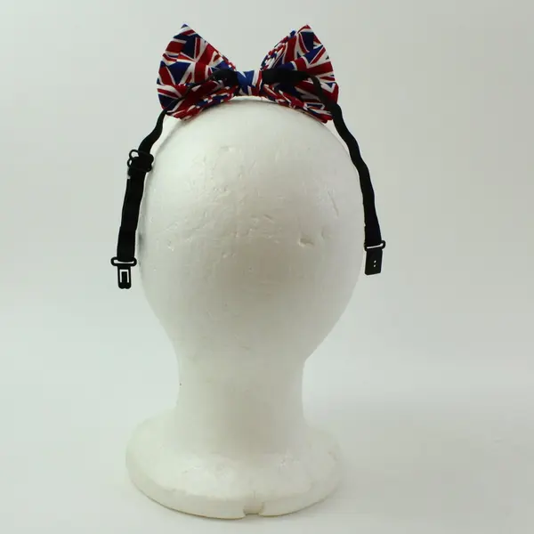 Union Jack British Flag Dog Bow Tie Red Adjustable Collar Strap