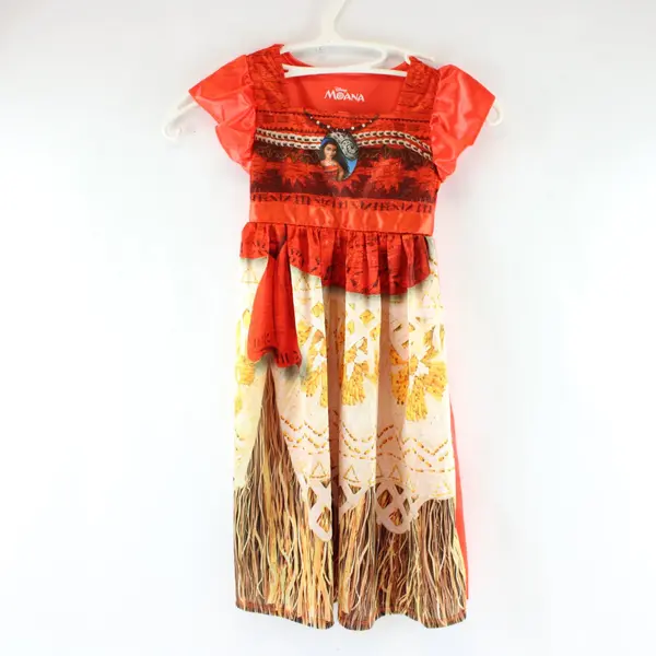 Disney Moana Girls Costume Dress Flame Resistant Size 5T Puff Sleeves