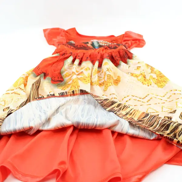 Disney Moana Girls Costume Dress Flame Resistant Size 5T Puff Sleeves