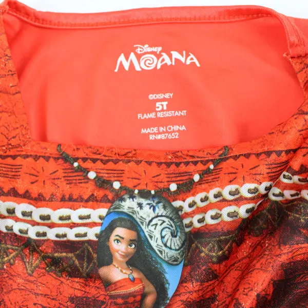 Disney Moana Girls Costume Dress Flame Resistant Size 5T Puff Sleeves