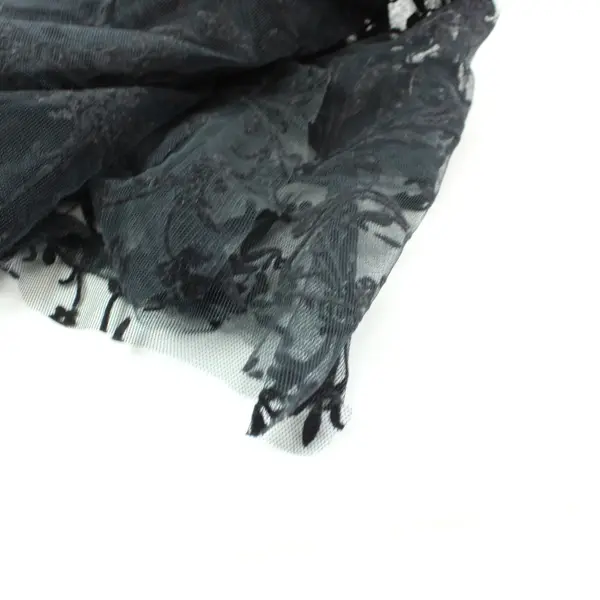 Black Floral Lace Mesh Fabric Semi-Sheer Sewing Craft Material