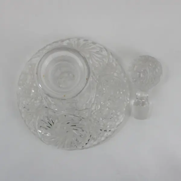 Unbranded Heavy Cut Crystal Decanter with Decorative Stopper 12in