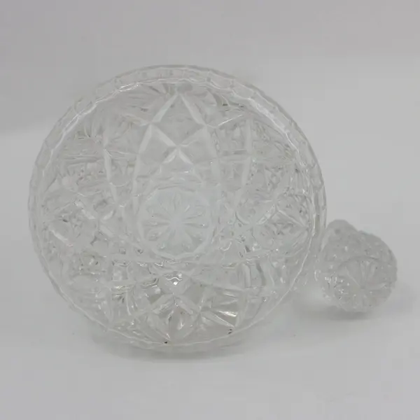 Unbranded Heavy Cut Crystal Decanter with Decorative Stopper 12in