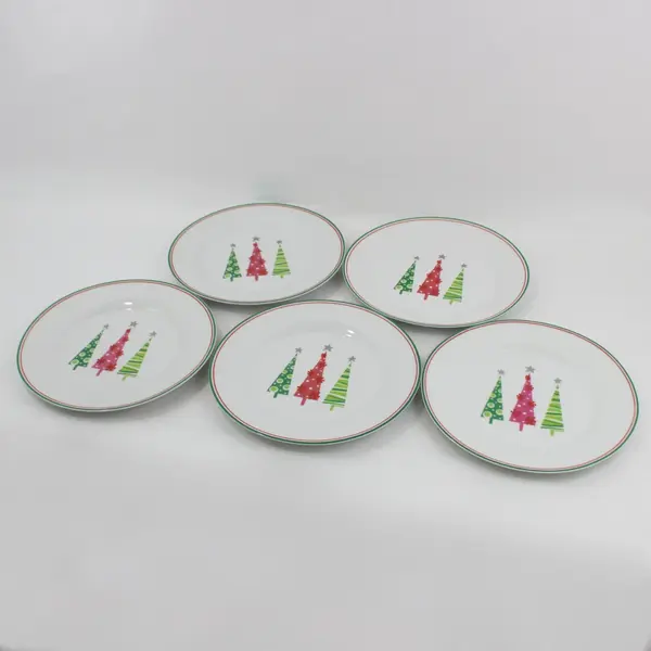 FSG Christmas Tree Holiday Dinner Plates Set of 5 10.5"