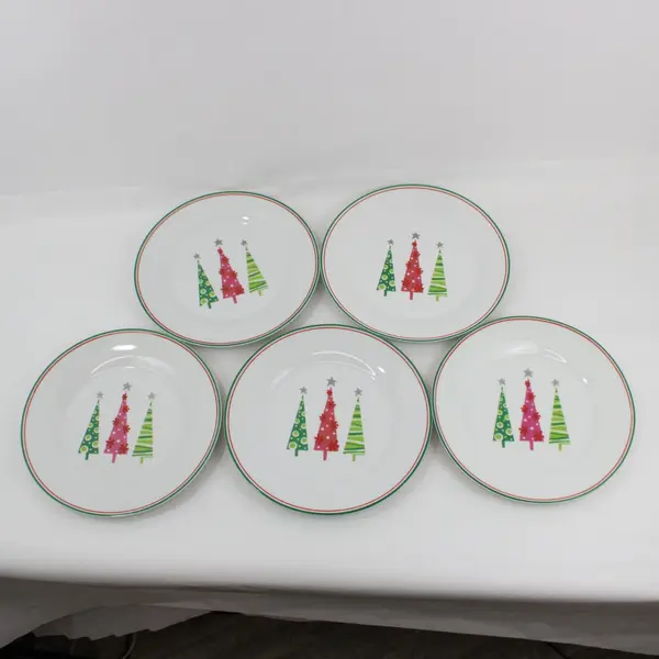 FSG Christmas Tree Holiday Dinner Plates Set of 5 10.5"