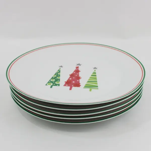FSG Christmas Tree Holiday Dinner Plates Set of 5 10.5"
